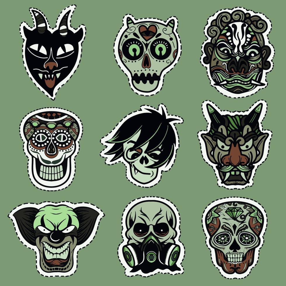 Vector illustration of a set of mask for halloween.