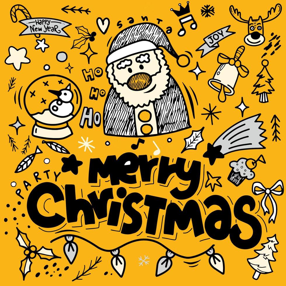 Set of Christmas design element in doodle style,Sketchy  hand dr vector