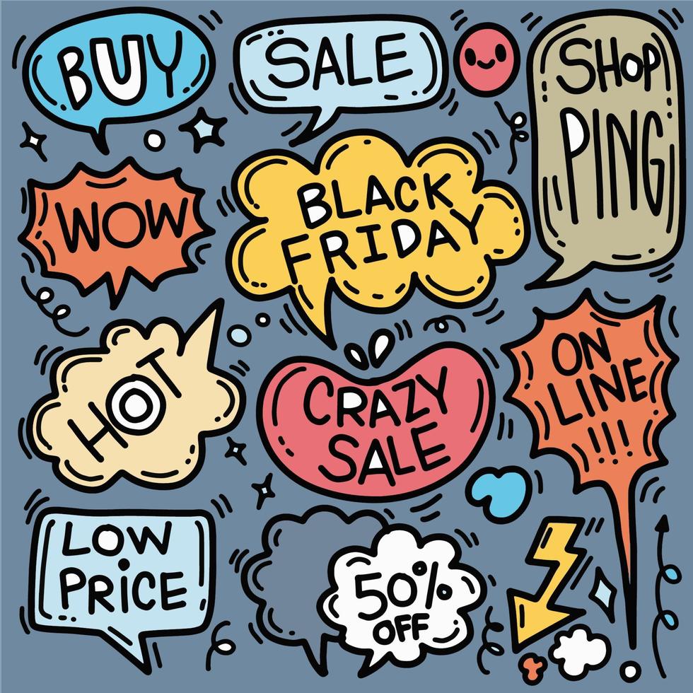 Black Friday sale hand drawn vector concept illustration.