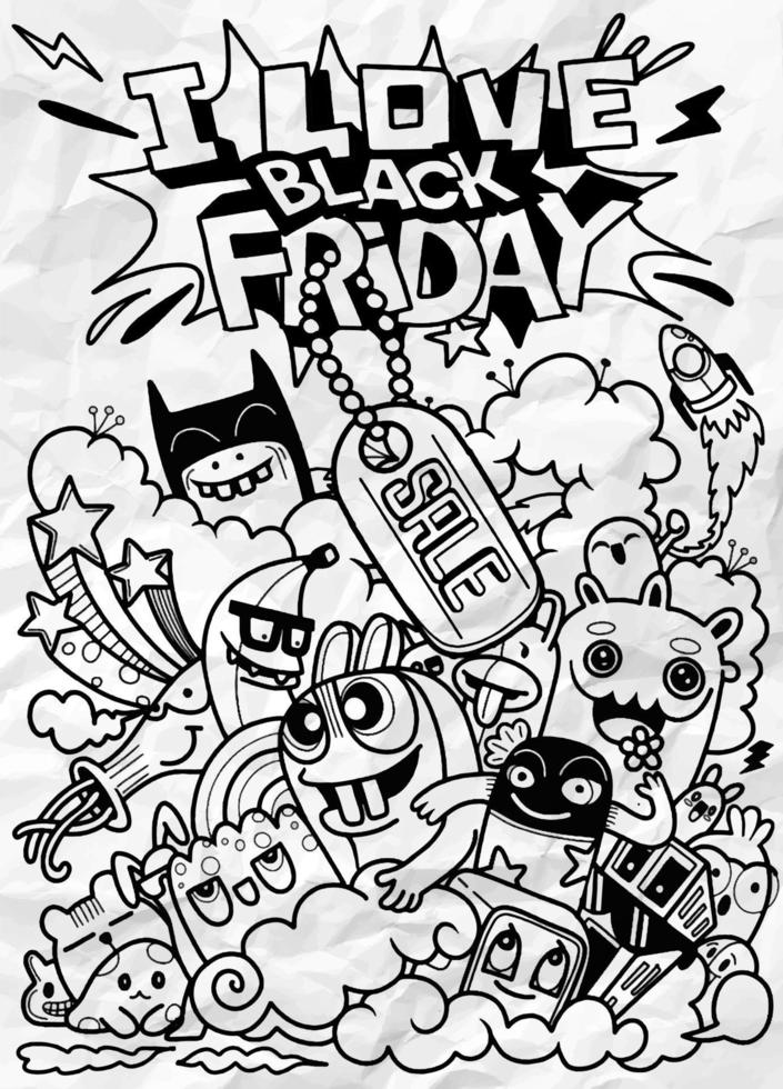 Black Friday sale hand drawn vector concept illustration.