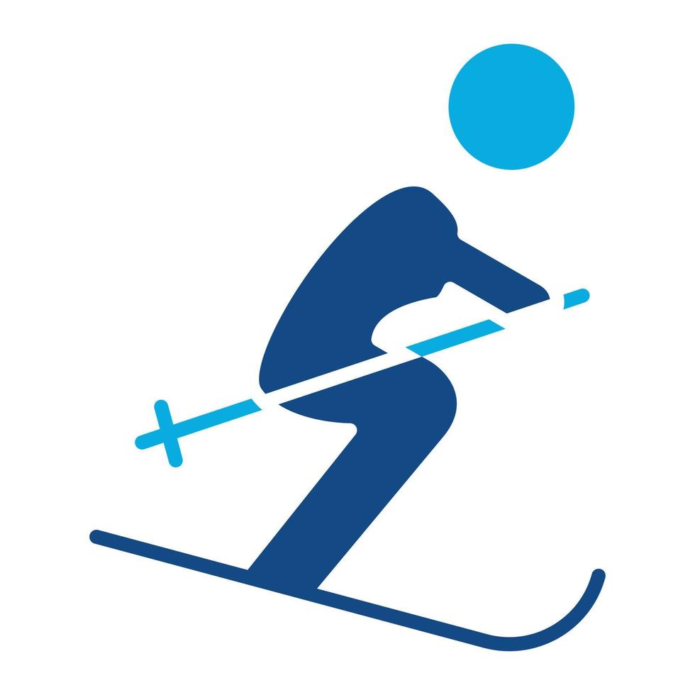 icono de dos colores de glifo de esquí vector