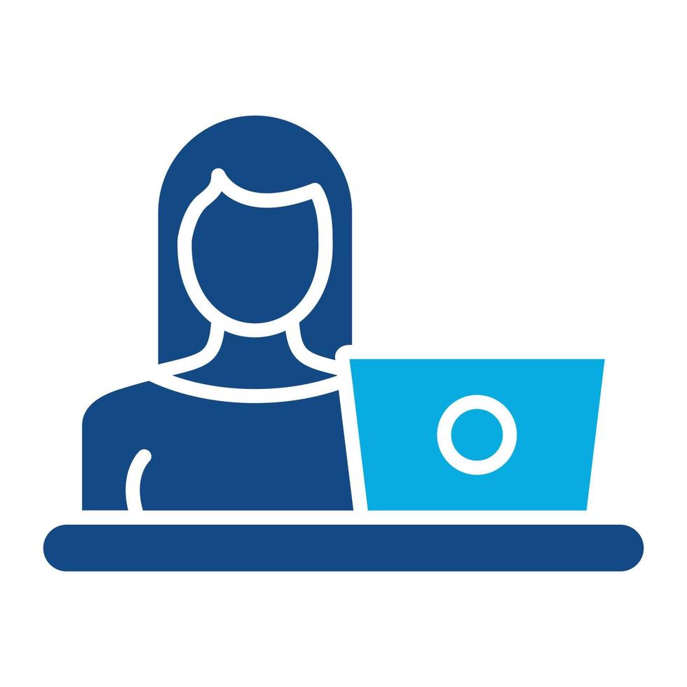 Woman Using Laptop Glyph Two Color Icon vector