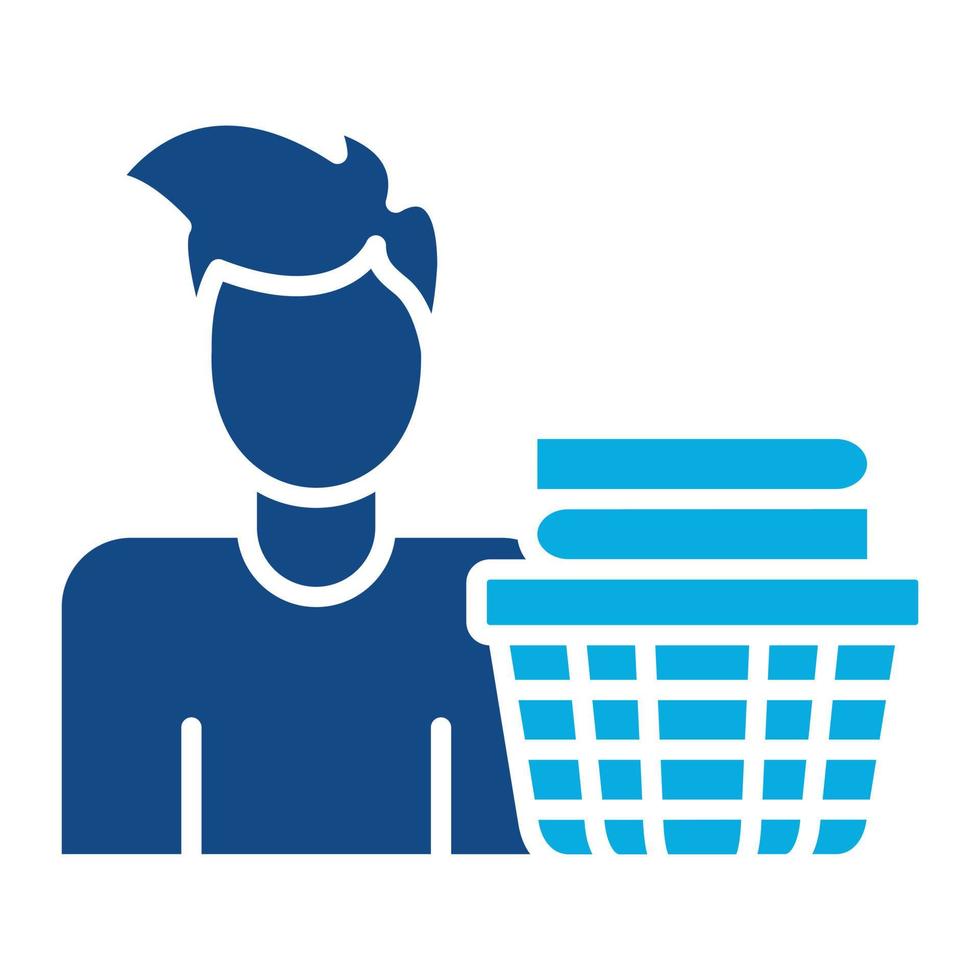 Man Doing Laundry Glyph Two Color Icon vector