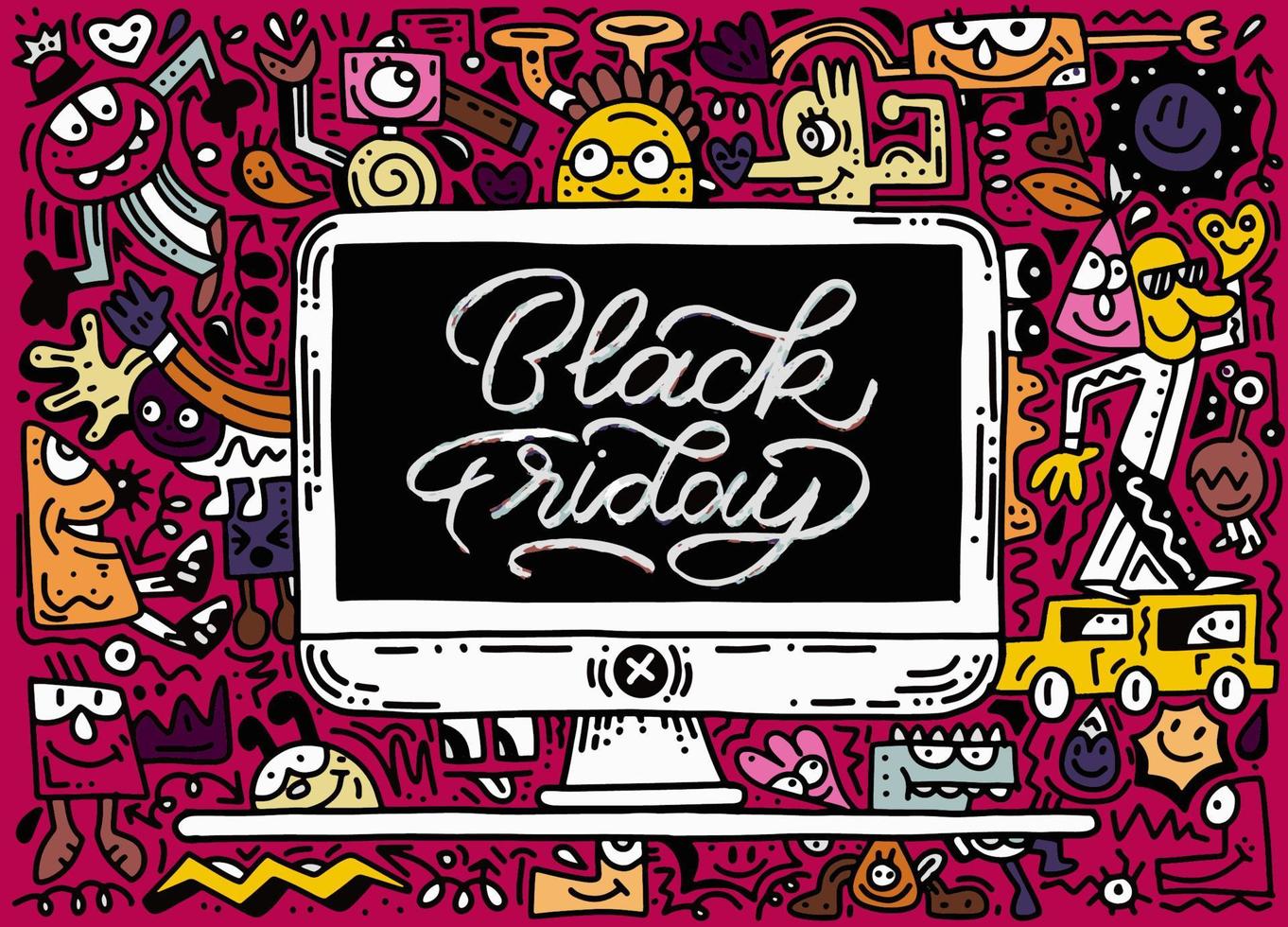 Black Friday sale hand drawn vector concept illustration.