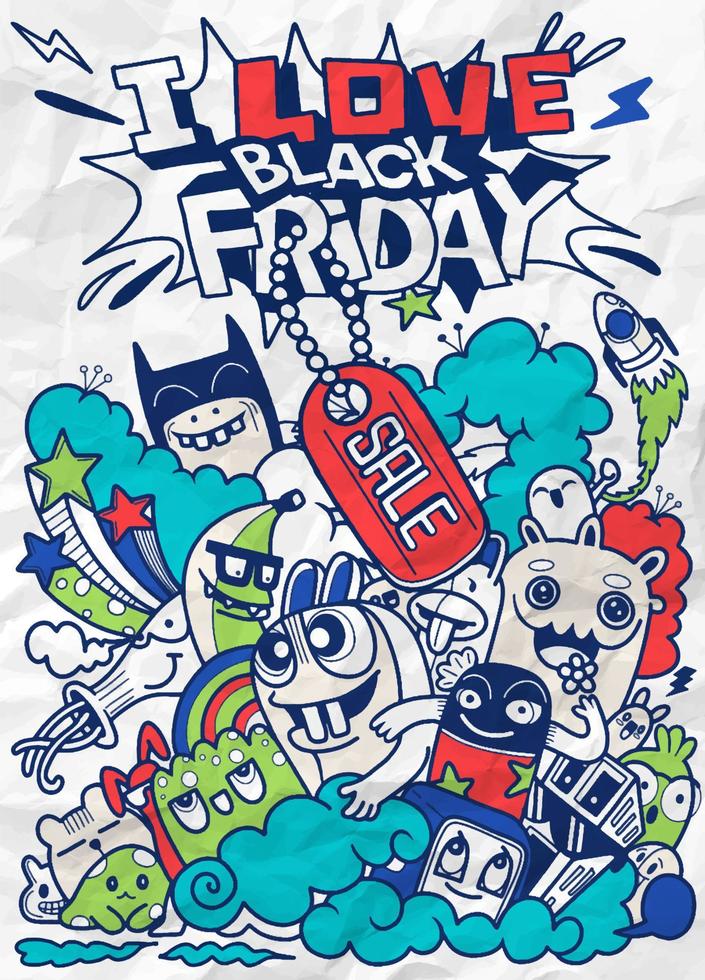 Black Friday sale hand drawn vector concept illustration.