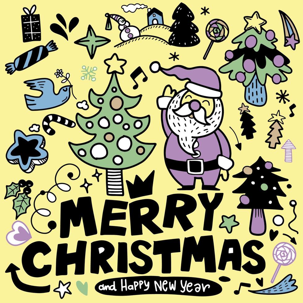 Set of Christmas design element in doodle style,Sketchy  hand dr vector