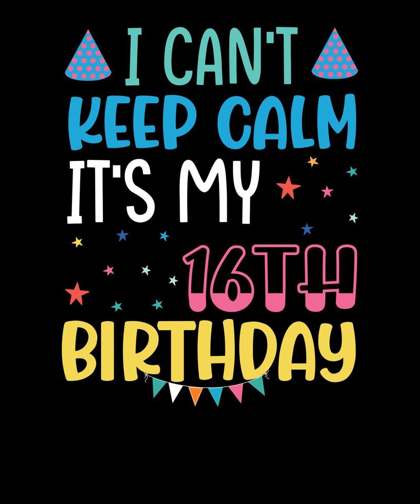 16th birthday t-shirt design vector