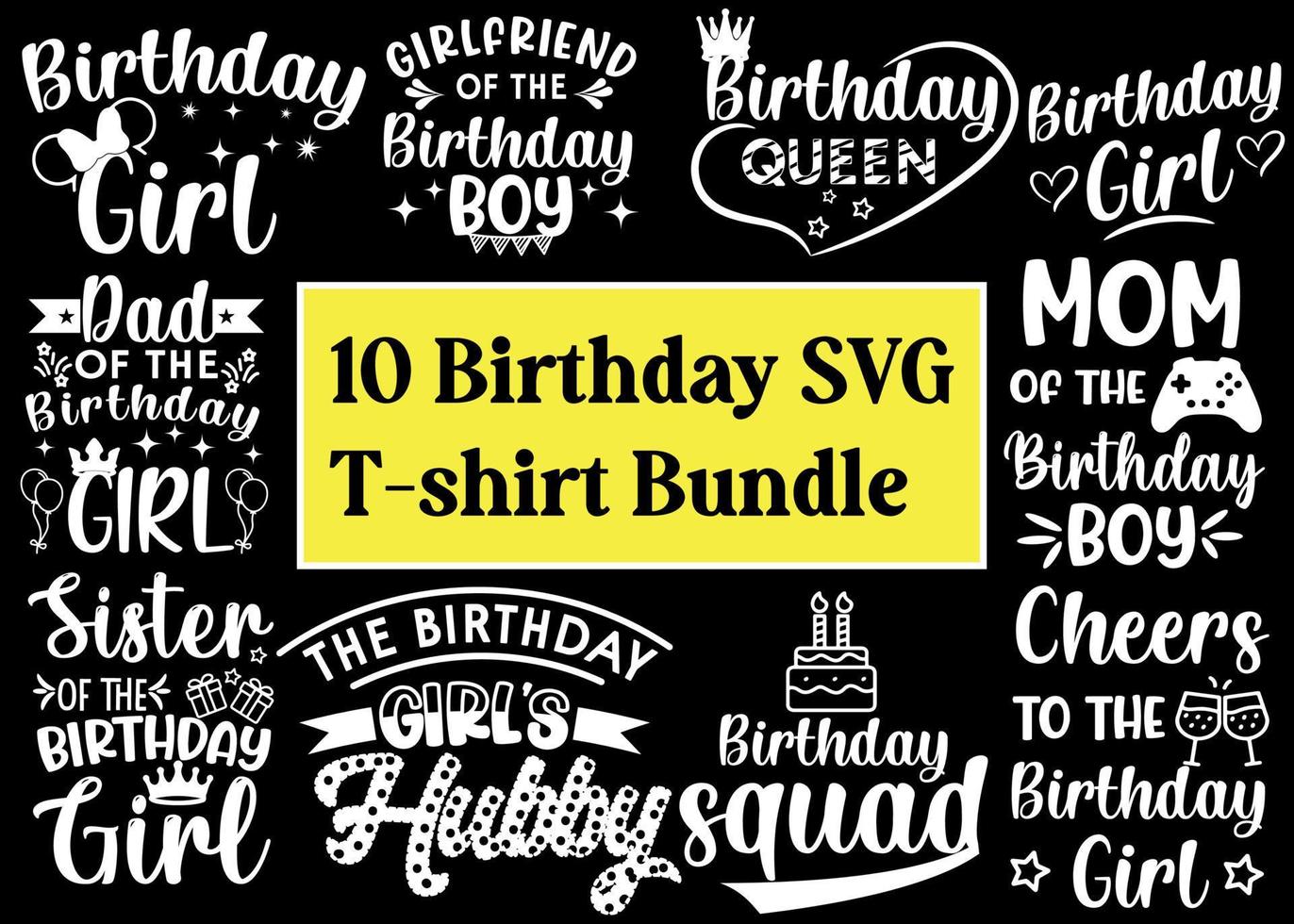 Birthday Saying Typography SVG T Shirt Design Bundle vector