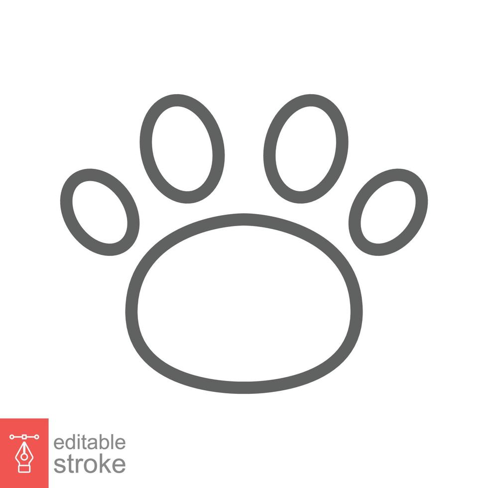 Paw print icon. Simple outline style. Footprint, black silhouette, dog, cat, pet, puppy, animal foot concept. Line vector illustration isolated on white background. Editable stroke EPS 10.