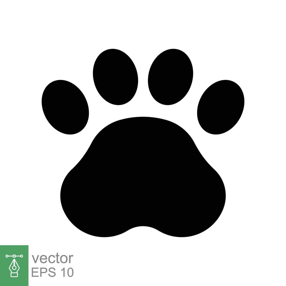 Paw print icon. Simple solid style. Footprint, black silhouette, dog, cat, pet, puppy, animal foot concept. Glyph vector illustration isolated on white background. EPS 10.