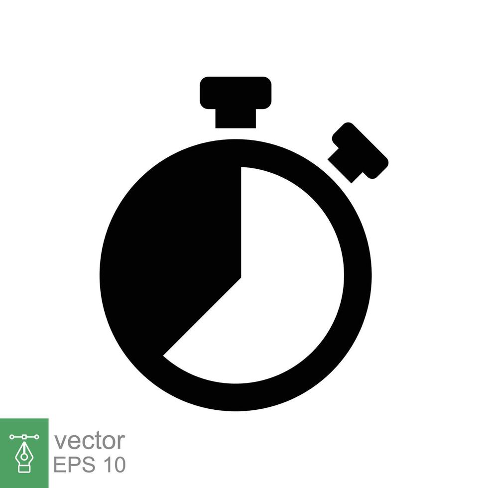 Stopwatch icon. Simple solid style. Timer symbol, clock, countdown, speed time concept. Glyph vector illustration isolated on white background. EPS 10.