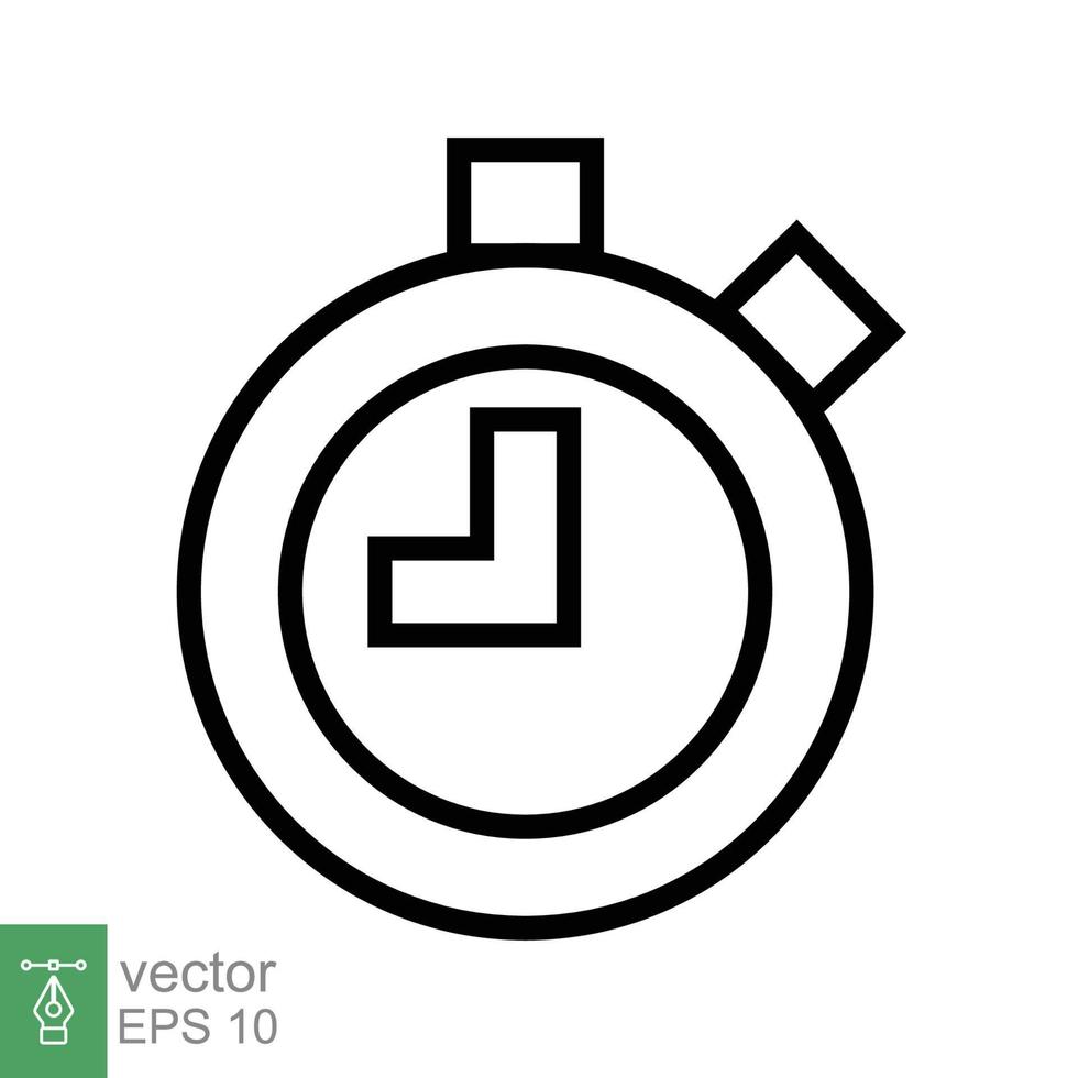 Stopwatch icon. Simple outline style. Timer symbol, clock, countdown, speed time concept. Line vector illustration isolated on white background. EPS 10.