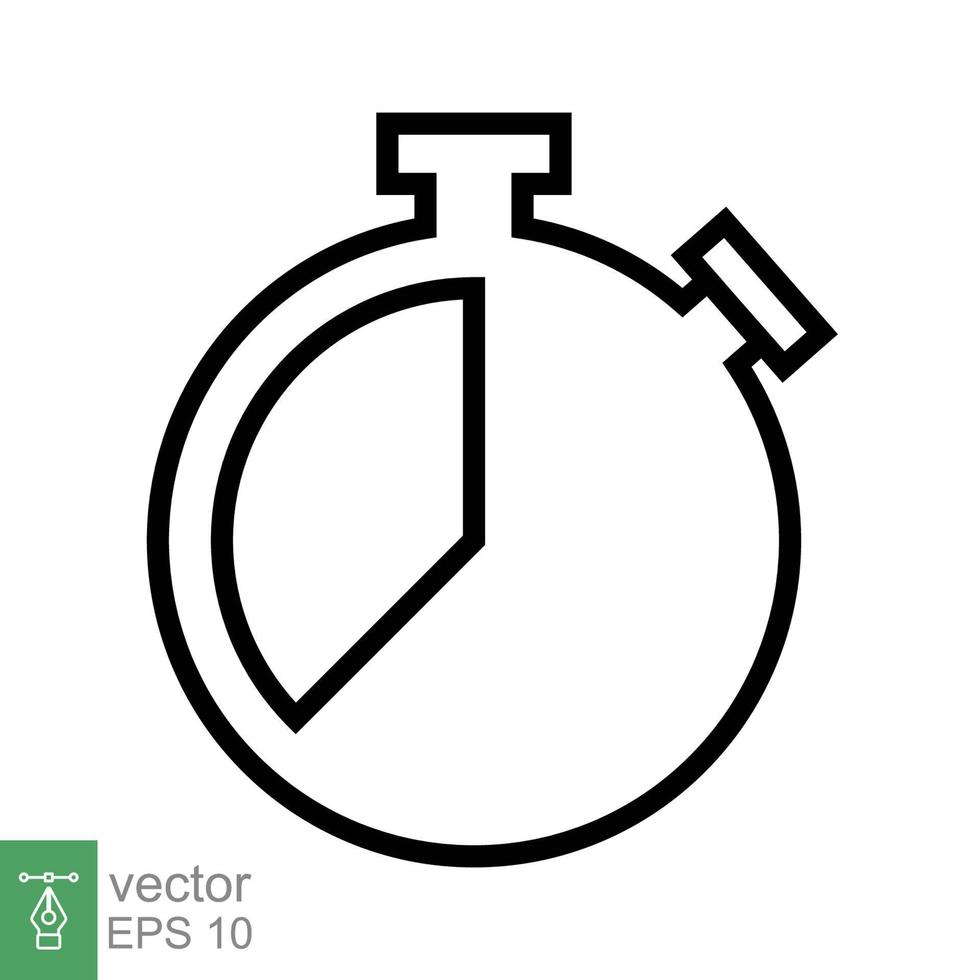 Stopwatch icon. Simple outline style. Timer symbol, clock, countdown, speed time concept. Line vector illustration isolated on white background. EPS 10.