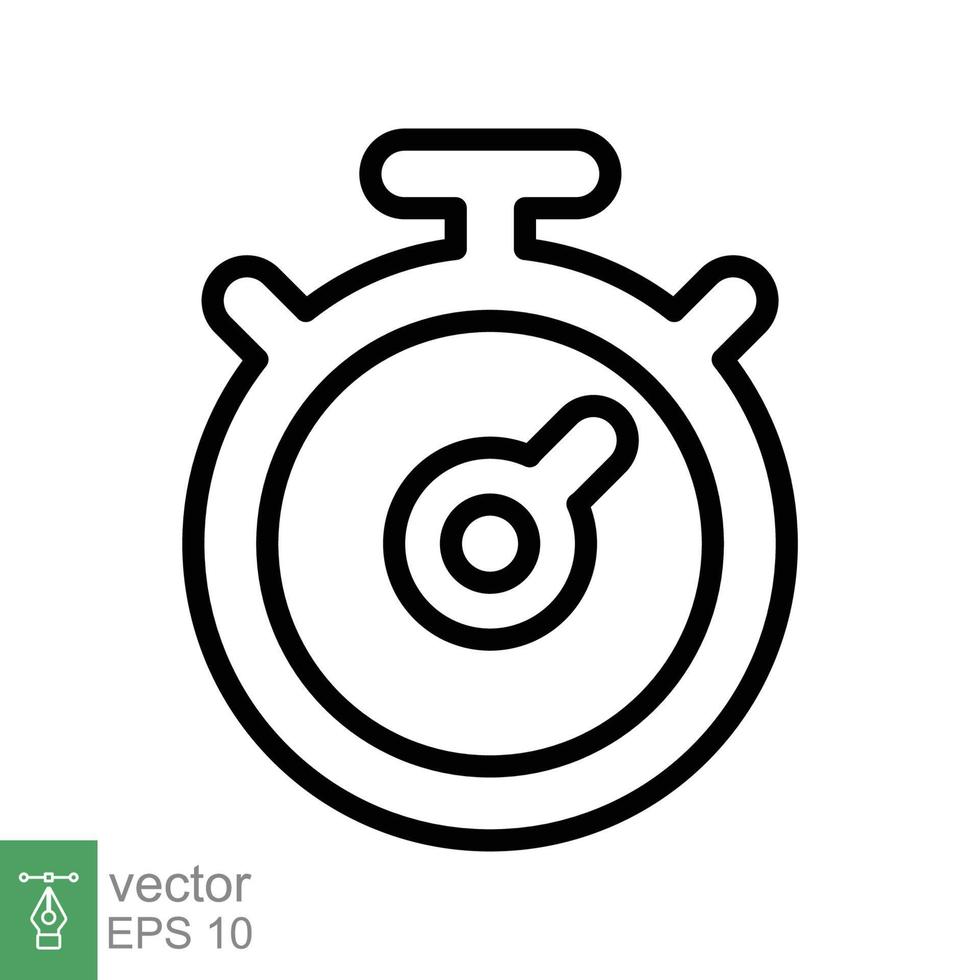 Stopwatch icon. Simple outline style. Timer symbol, clock, countdown, speed time concept. Line vector illustration isolated on white background. EPS 10.