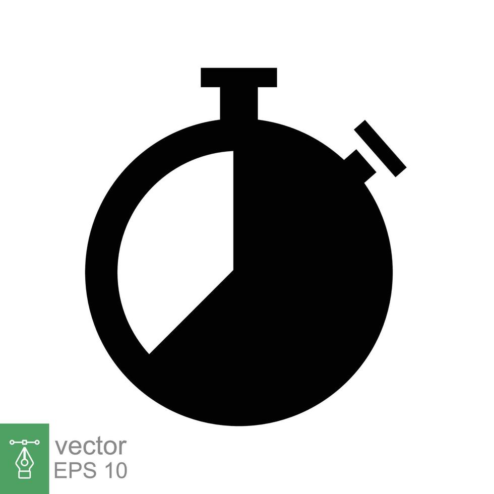Stopwatch icon. Simple solid style. Timer symbol, clock, countdown, speed time concept. Glyph vector illustration isolated on white background. EPS 10.