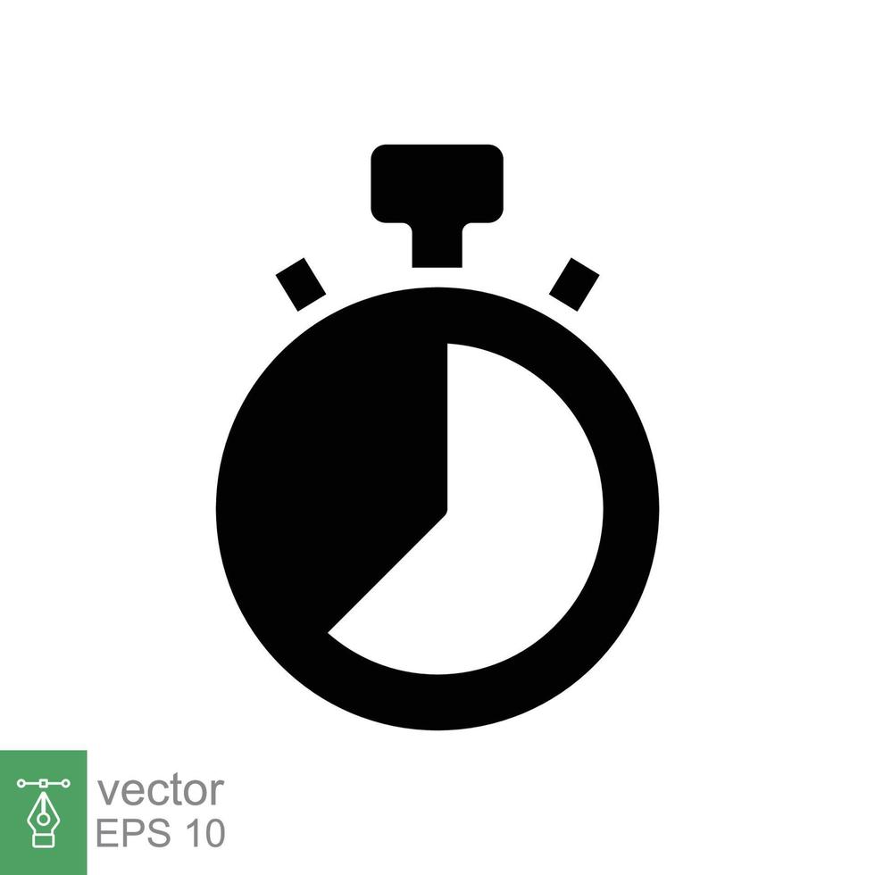 Stopwatch icon. Simple solid style. Timer symbol, clock, countdown, speed time concept. Glyph vector illustration isolated on white background. EPS 10.