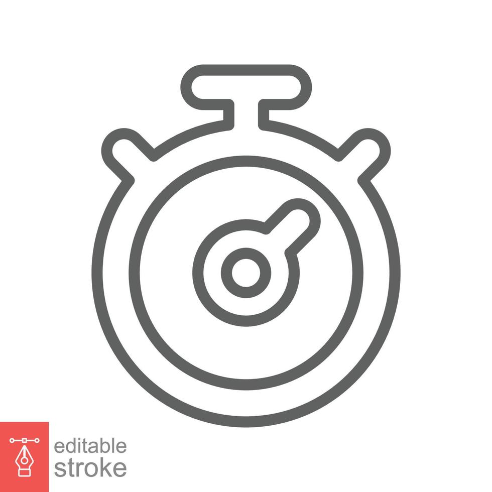 Stopwatch icon. Simple outline style. Timer symbol, clock, countdown, speed time concept. Line vector illustration isolated on white background. Editable stroke EPS 10.