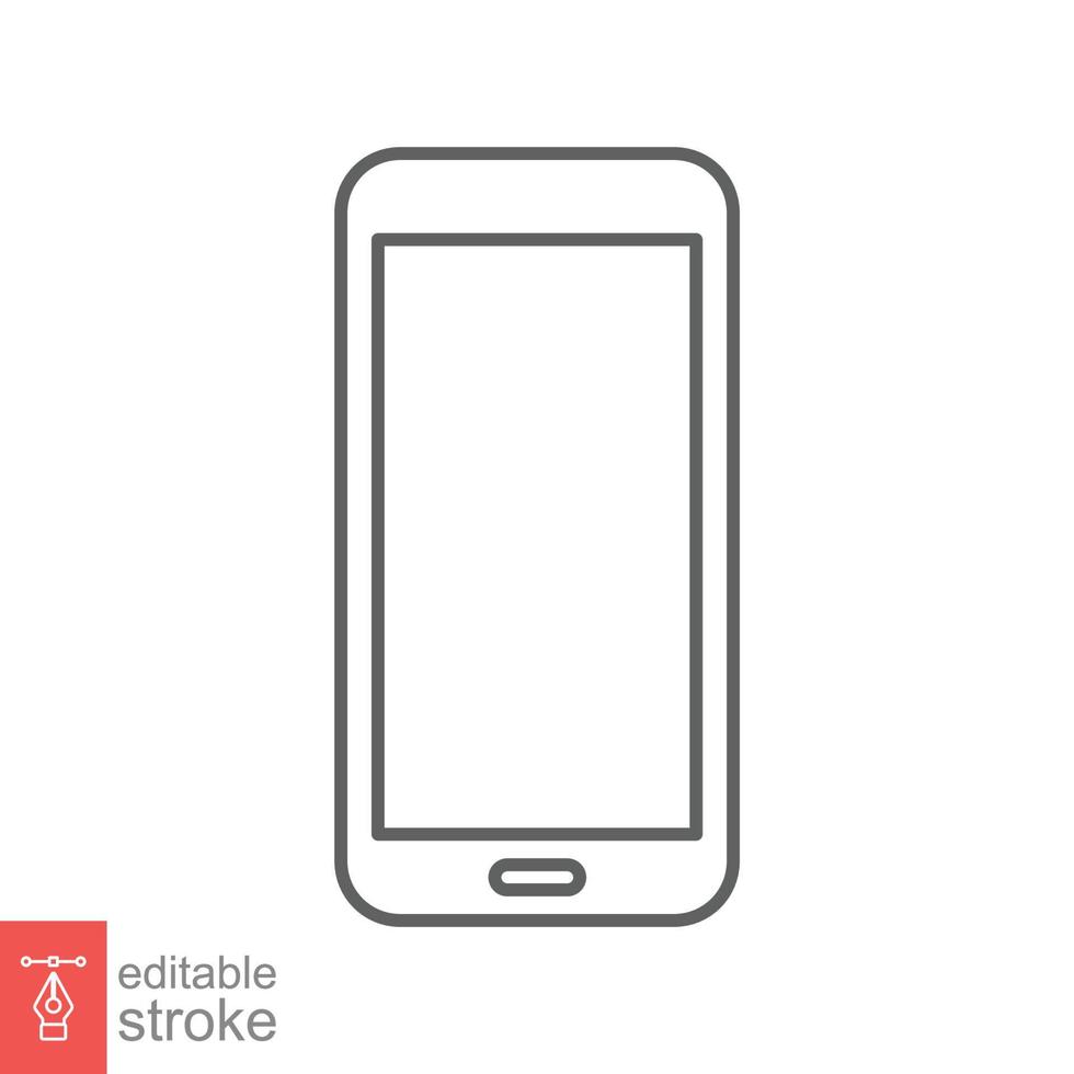 Smartphone icon. Simple outline style. Phone, cell, smart cellular, cellphone, app screen, gadget, device for application, technology concept. Thin line vector illustration. Editable stroke EPS 10.