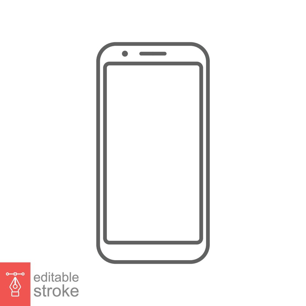 Smartphone icon. Simple outline style. Phone, cell, smart cellular, cellphone, app screen, gadget, device for application, technology concept. Thin line vector illustration. Editable stroke EPS 10.