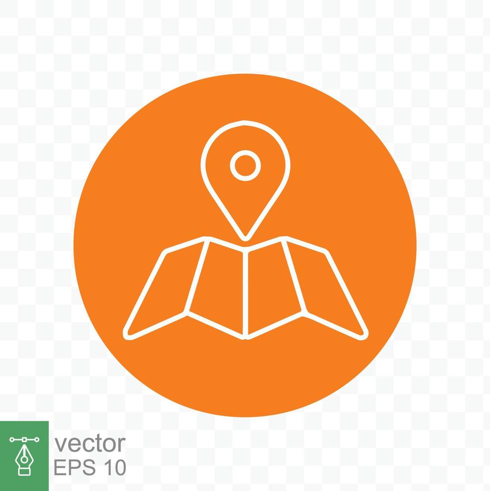 Roadmap pin place outline icon. Simple flat style. Itinerary, place, waypoint, map pin, navigation concept. Vector illustration isolated. EPS 10.