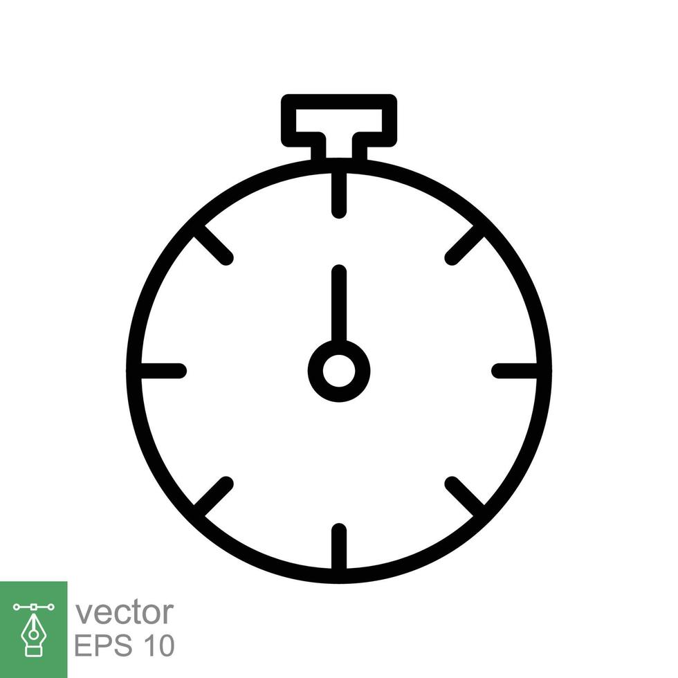 Stopwatch icon. Simple outline style. Timer symbol, clock, countdown, speed time concept. Line vector illustration isolated on white background. EPS 10.