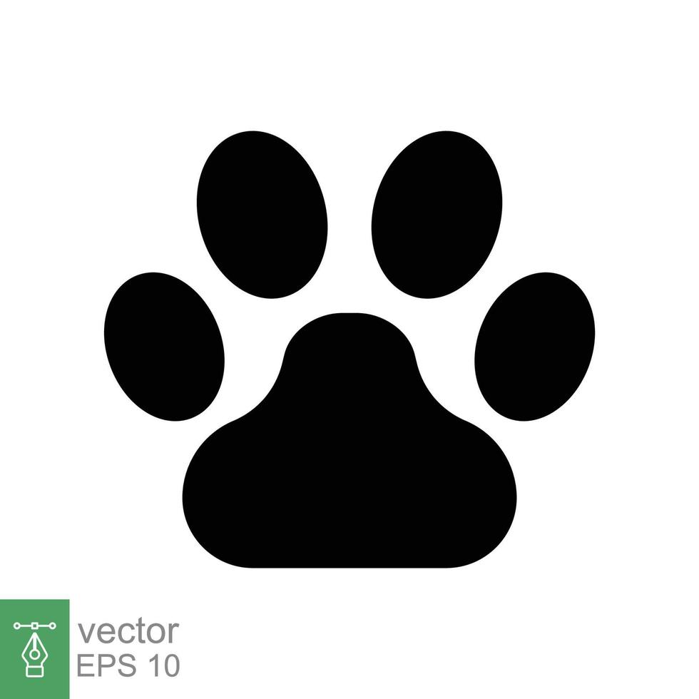 Paw print icon. Simple solid style. Footprint, black silhouette, dog, cat, pet, puppy, animal foot concept. Glyph vector illustration isolated on white background. EPS 10.