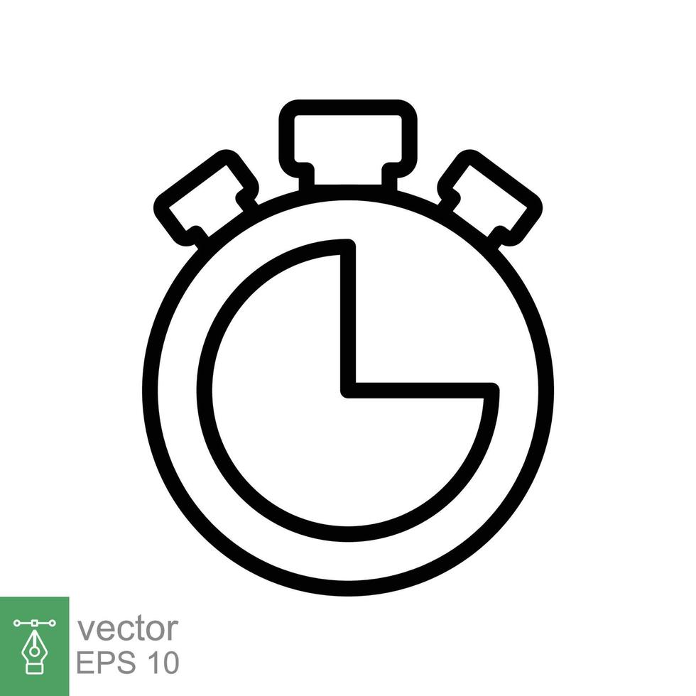 Stopwatch icon. Simple outline style. Timer symbol, clock, countdown, speed time concept. Line vector illustration isolated on white background. EPS 10.