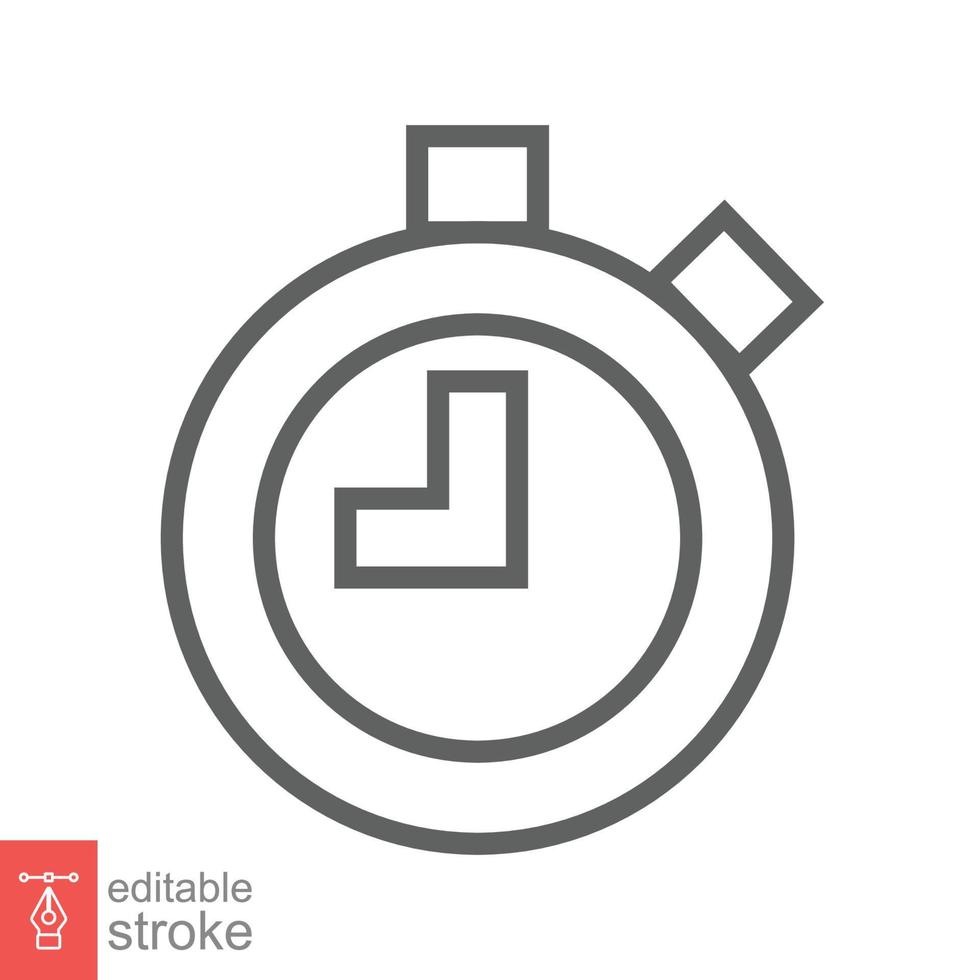 icono de cronómetro. estilo de esquema simple. símbolo del temporizador, reloj, cuenta regresiva, concepto de tiempo de velocidad. ilustración de vector de línea aislada sobre fondo blanco. trazo editable eps 10.