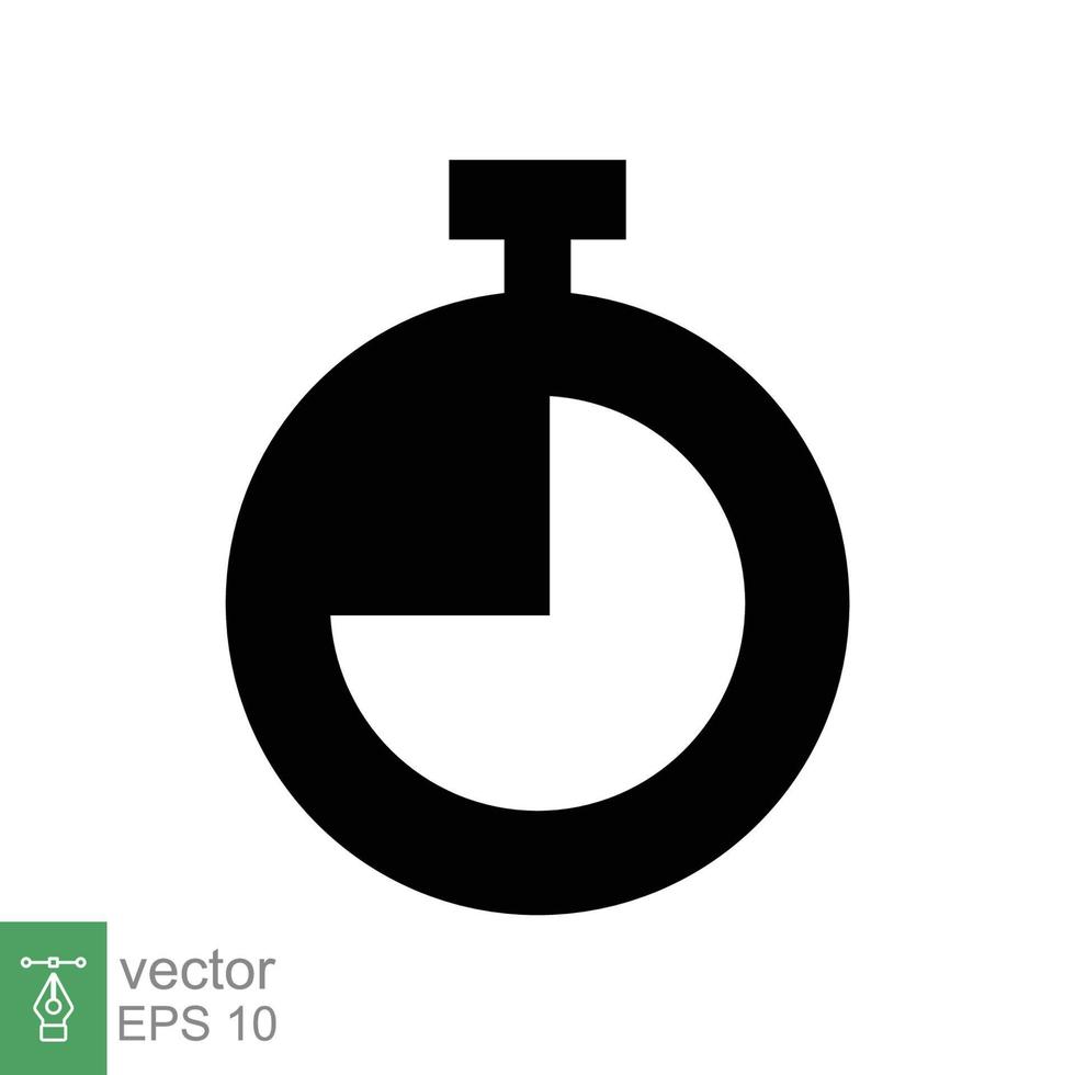 Stopwatch icon. Simple solid style. Timer symbol, clock, countdown, speed time concept. Glyph vector illustration isolated on white background. EPS 10.