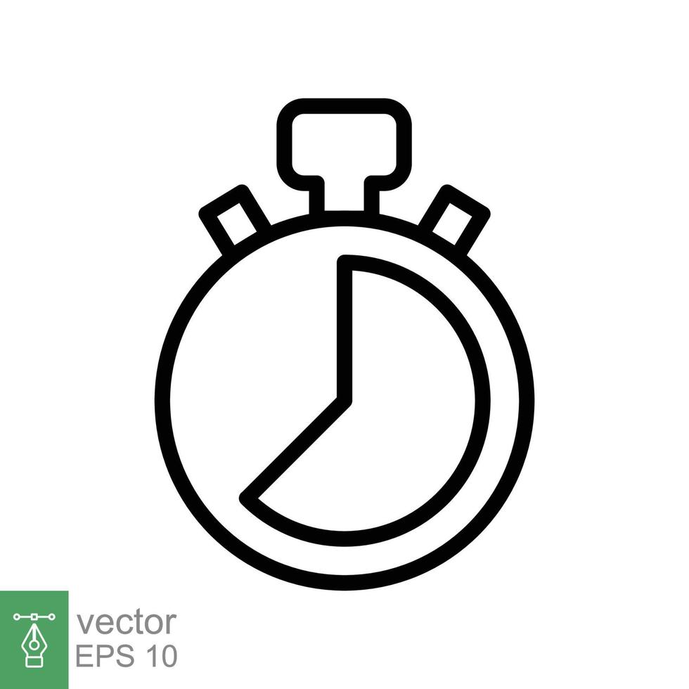 Stopwatch icon. Simple outline style. Timer symbol, clock, countdown, speed time concept. Line vector illustration isolated on white background. EPS 10.