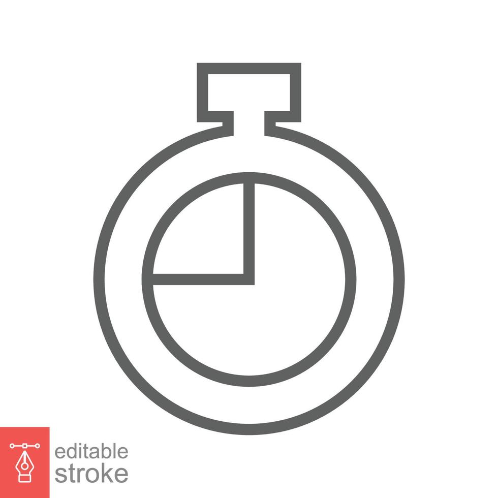 Stopwatch icon. Simple outline style. Timer symbol, clock, countdown, speed time concept. Line vector illustration isolated on white background. Editable stroke EPS 10.
