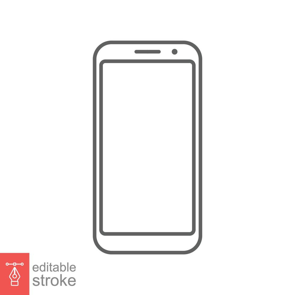 Smartphone icon. Simple outline style. Phone, cell, smart cellular, cellphone, app screen, gadget, device for application, technology concept. Thin line vector illustration. Editable stroke EPS 10.
