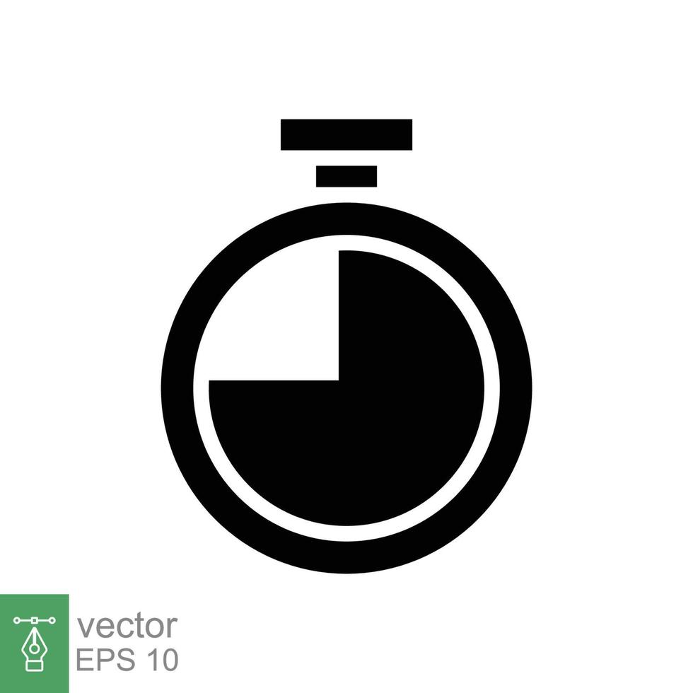 Stopwatch icon. Simple solid style. Timer symbol, clock, countdown, speed time concept. Glyph vector illustration isolated on white background. EPS 10.