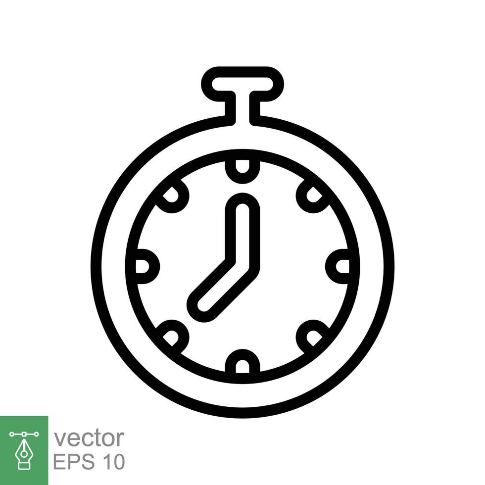 Stopwatch icon. Simple outline style. Timer symbol, clock, countdown, speed time concept. Line vector illustration isolated on white background. EPS 10.