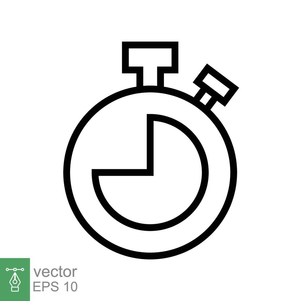 Stopwatch icon. Simple outline style. Timer symbol, clock, countdown, speed time concept. Line vector illustration isolated on white background. EPS 10.