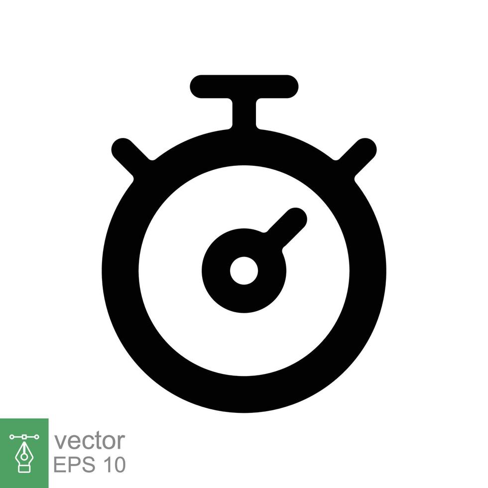 Stopwatch icon. Simple solid style. Timer symbol, clock, countdown, speed time concept. Glyph vector illustration isolated on white background. EPS 10.