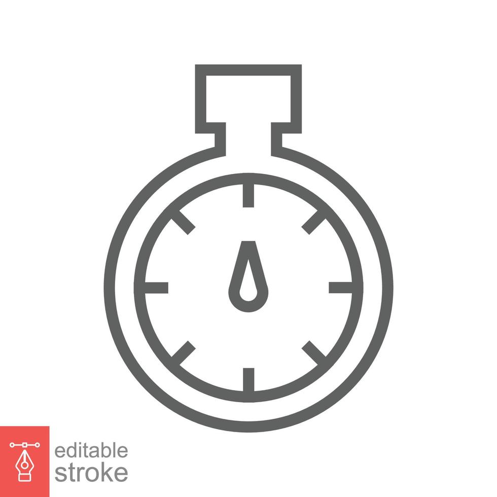 icono de cronómetro. estilo de esquema simple. símbolo del temporizador, reloj, cuenta regresiva, concepto de tiempo de velocidad. ilustración de vector de línea aislada sobre fondo blanco. trazo editable eps 10.