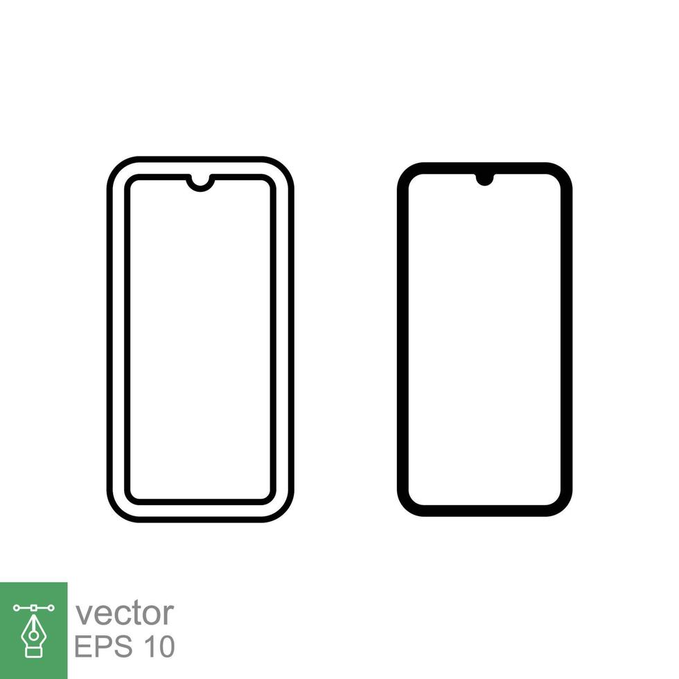 icono de teléfono inteligente. esquema simple y estilo sólido. teléfono, celular, celular inteligente, teléfono celular, pantalla de aplicación, gadget, dispositivo para aplicación, concepto de tecnología. ilustración de vector de línea y glifo. eps 10.