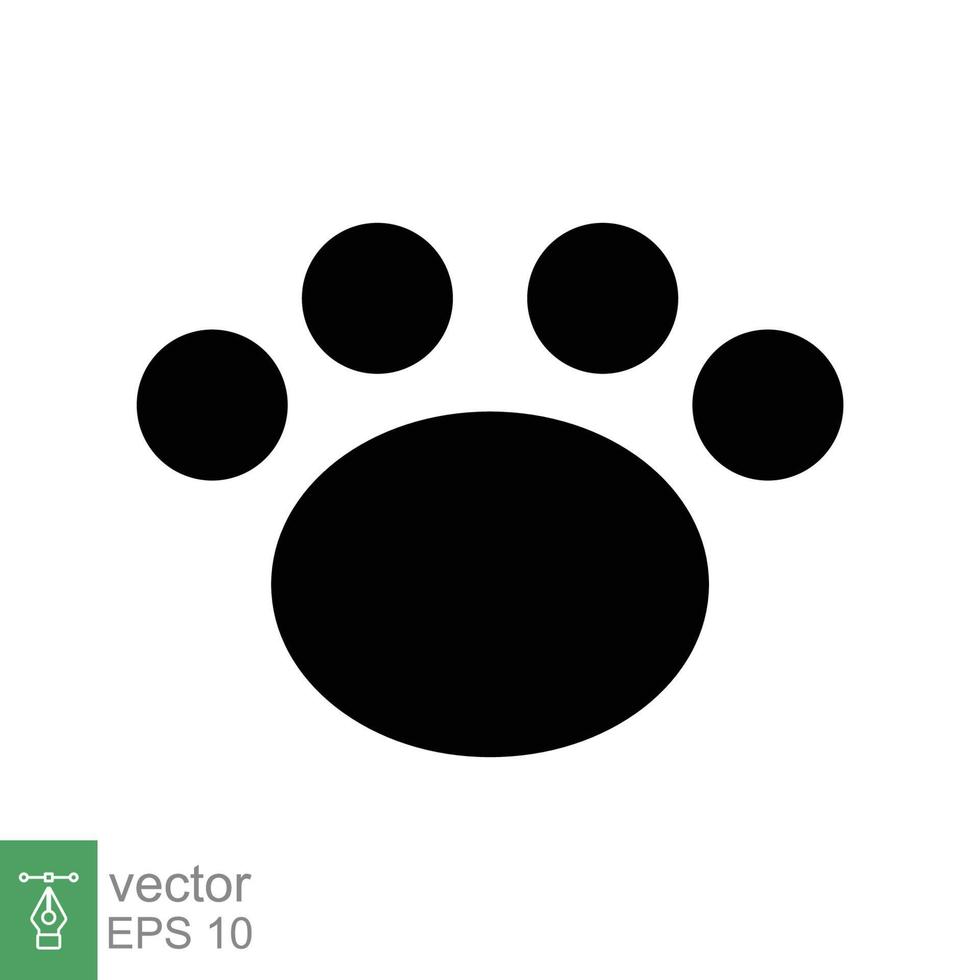 Paw print icon. Simple solid style. Footprint, black silhouette, dog, cat, pet, puppy, animal foot concept. Glyph vector illustration isolated on white background. EPS 10.