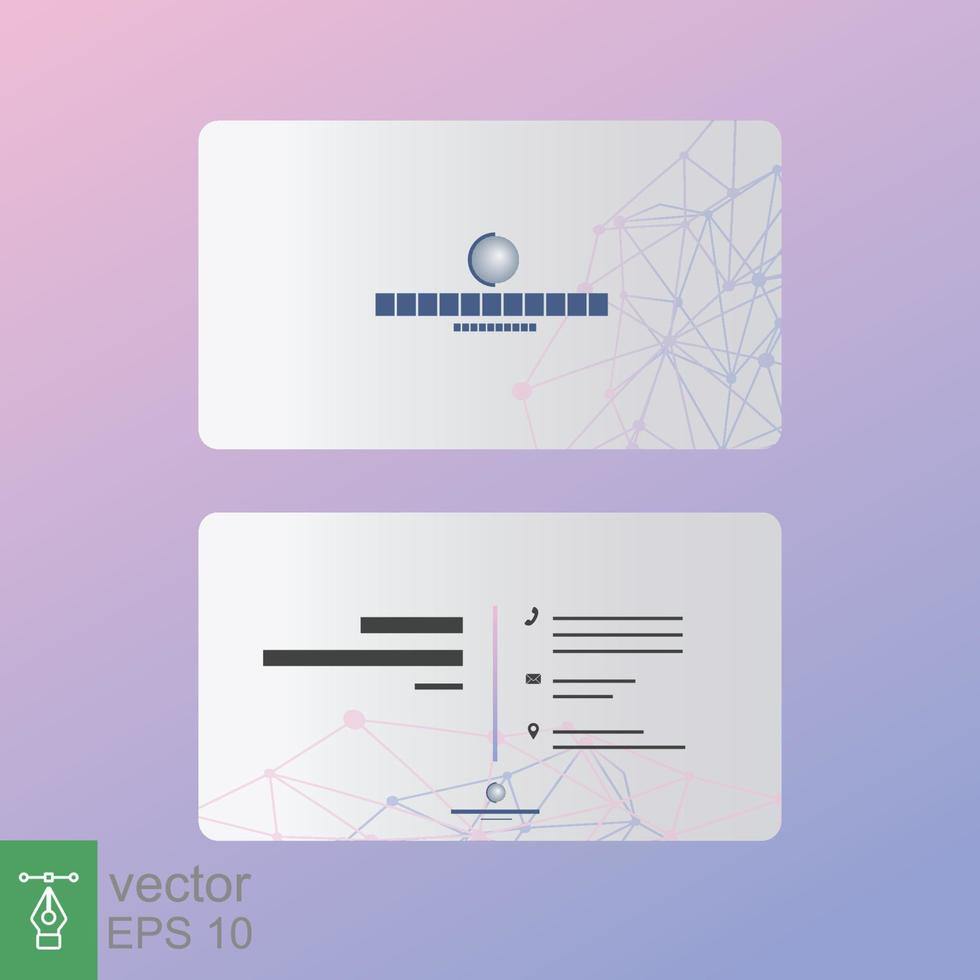 plantilla de tarjeta de visita en morado y rosa. Diseño moderno, creativo y limpio, elegante y plano con iconos para la marca de la empresa, concepto de tecnología. ilustración vectorial eps 10. vector