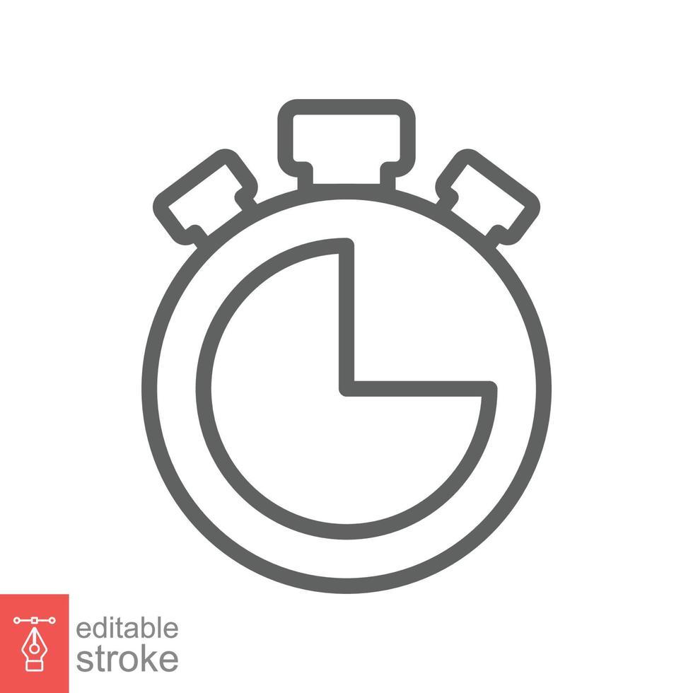 Stopwatch icon. Simple outline style. Timer symbol, clock, countdown, speed time concept. Line vector illustration isolated on white background. Editable stroke EPS 10.