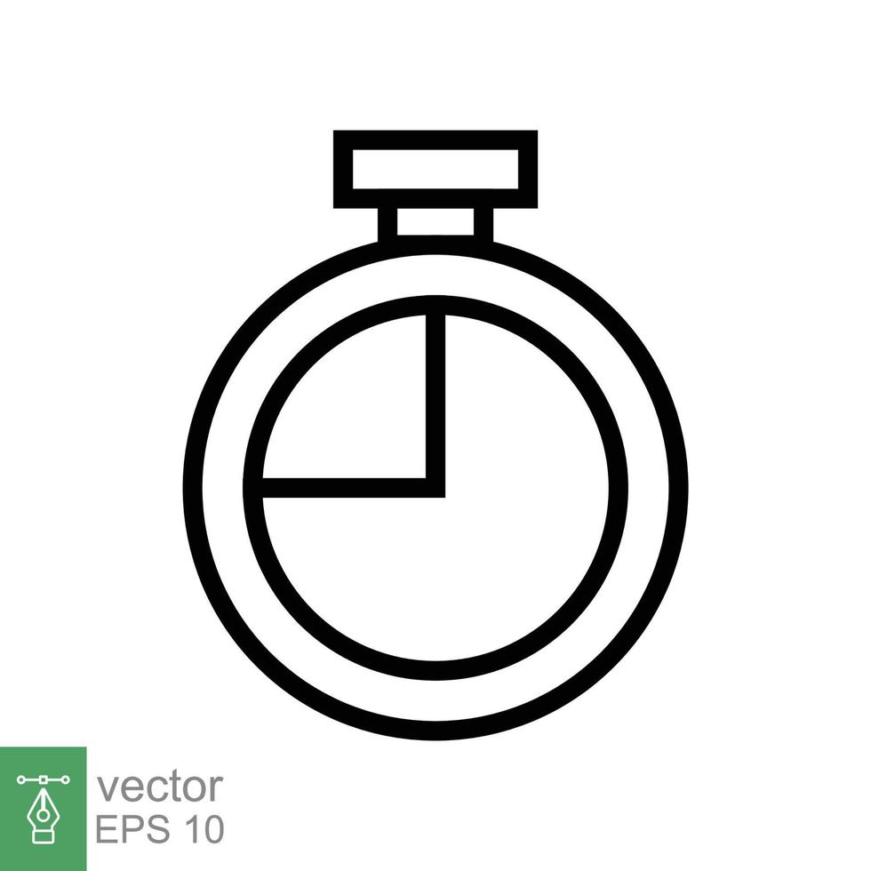 Stopwatch icon. Simple outline style. Timer symbol, clock, countdown, speed time concept. Line vector illustration isolated on white background. EPS 10.