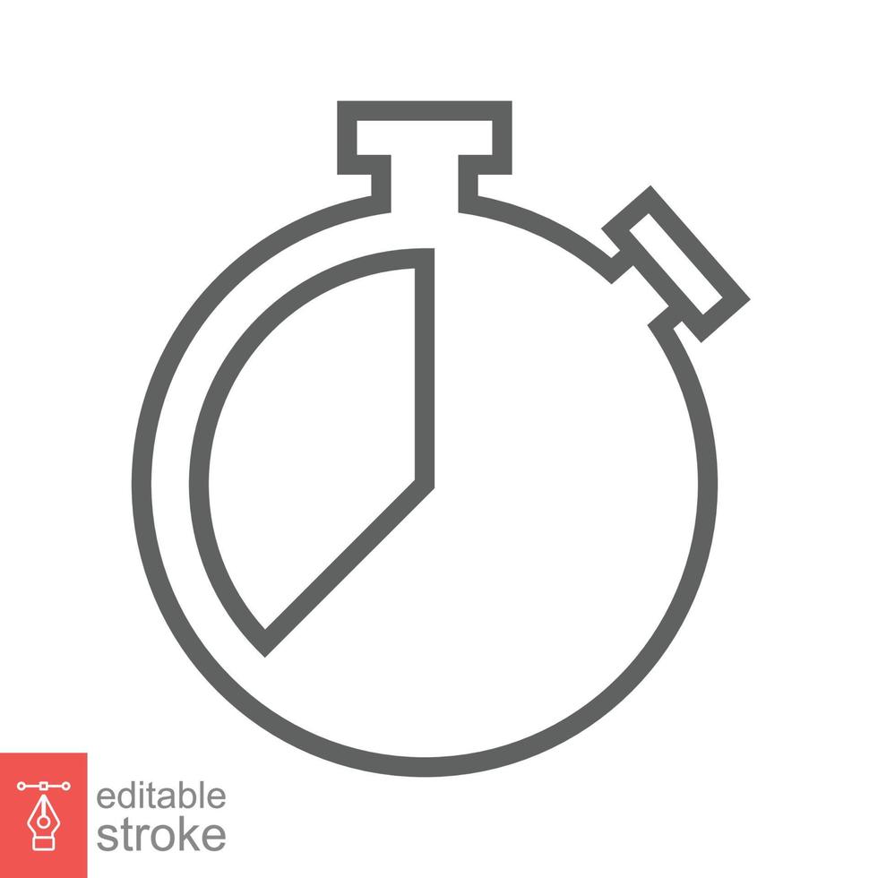 Stopwatch icon. Simple outline style. Timer symbol, clock, countdown, speed time concept. Line vector illustration isolated on white background. Editable stroke EPS 10.