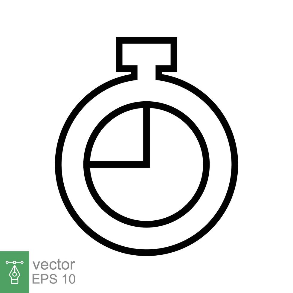 Stopwatch icon. Simple outline style. Timer symbol, clock, countdown, speed time concept. Line vector illustration isolated on white background. EPS 10.