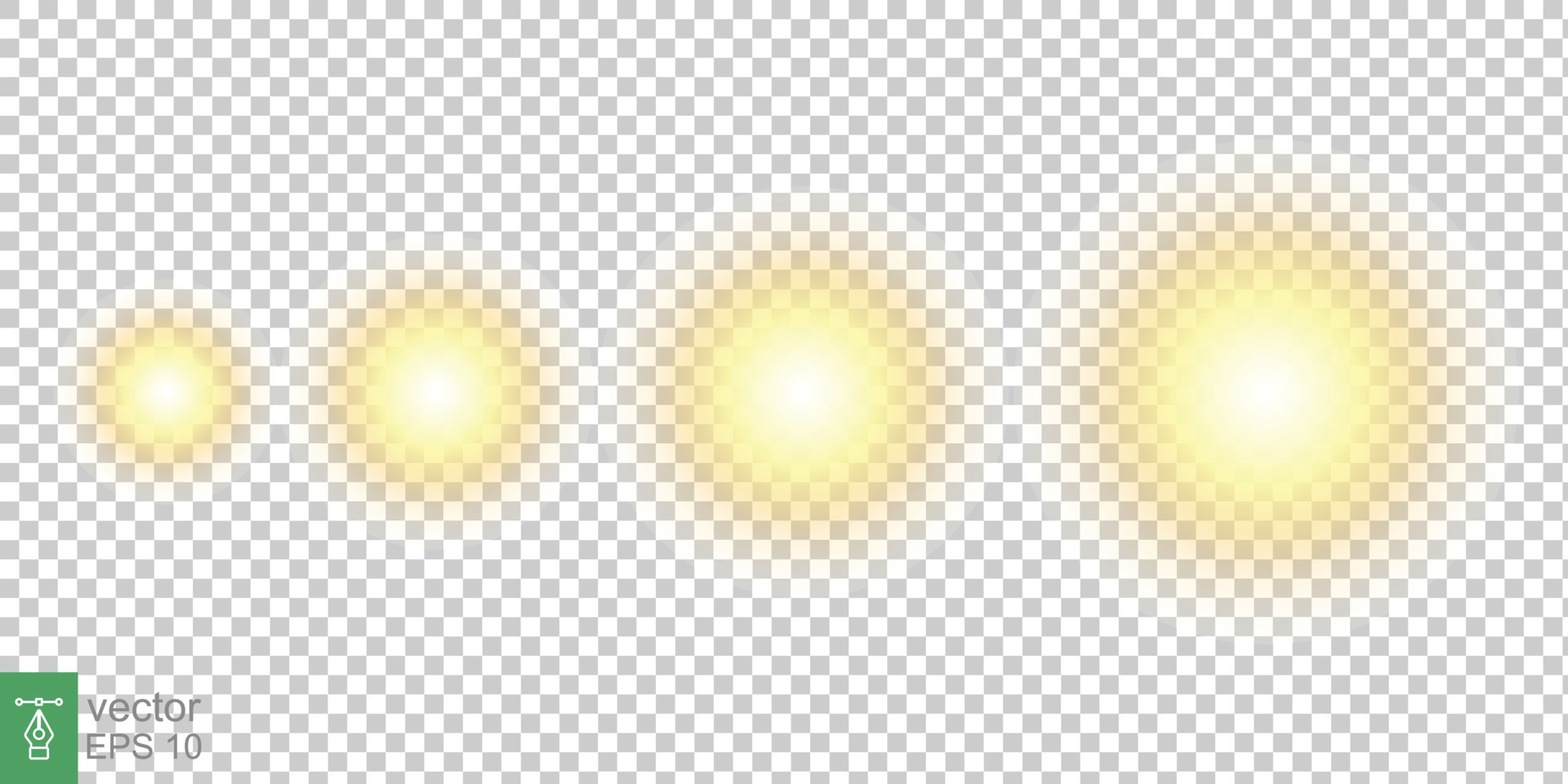 Light sun glow. Vector realistic sun. Glare, burst, yellow sunlight Light sun glow. Vector realistic sun. Glare, burst, yellow sunlight
