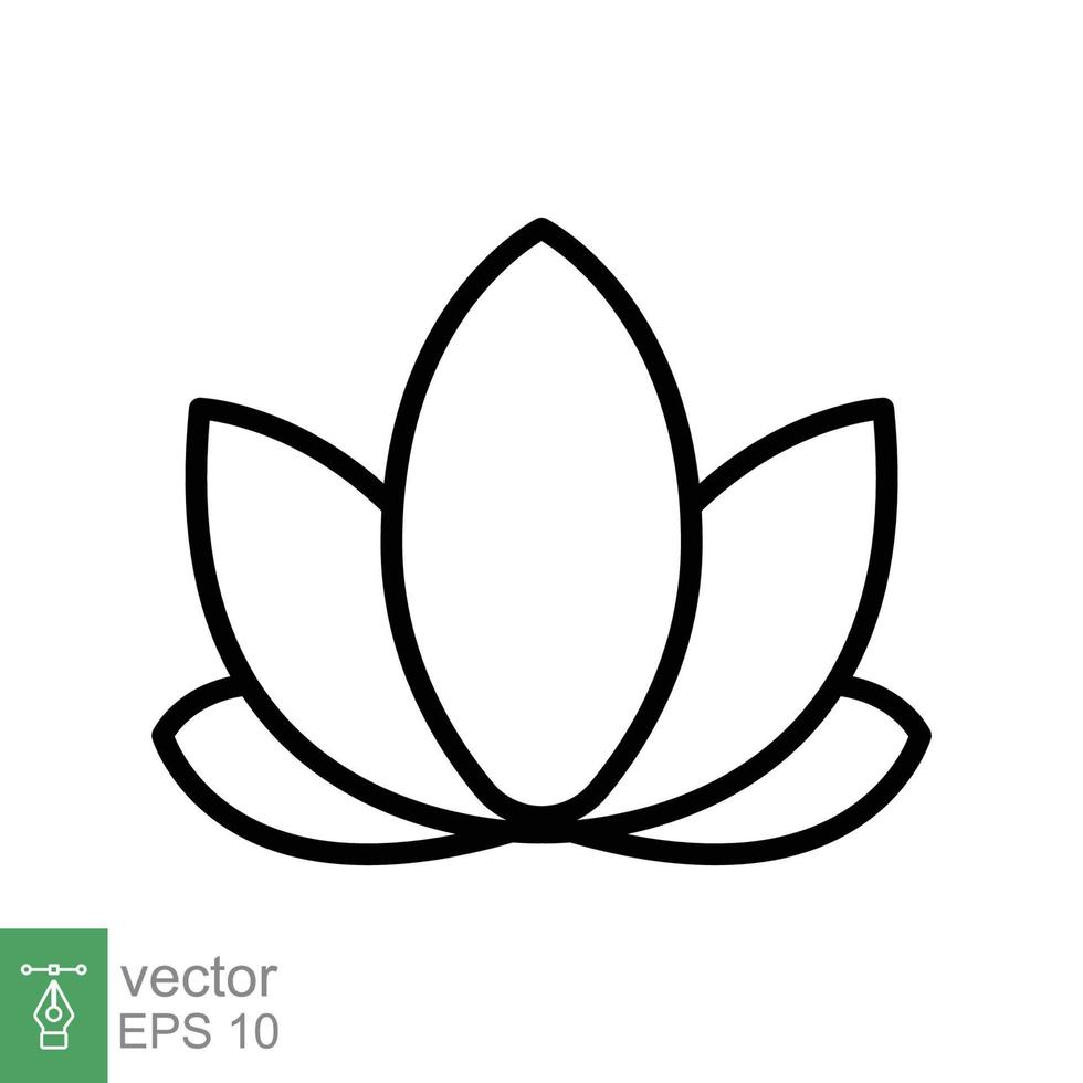 Lotus icon. Simple outline style. Harmony symbol, relax spa flower, petal, leaf, bloom, nature plant concept. Thin line vector illustration isolated on white background. EPS 10.