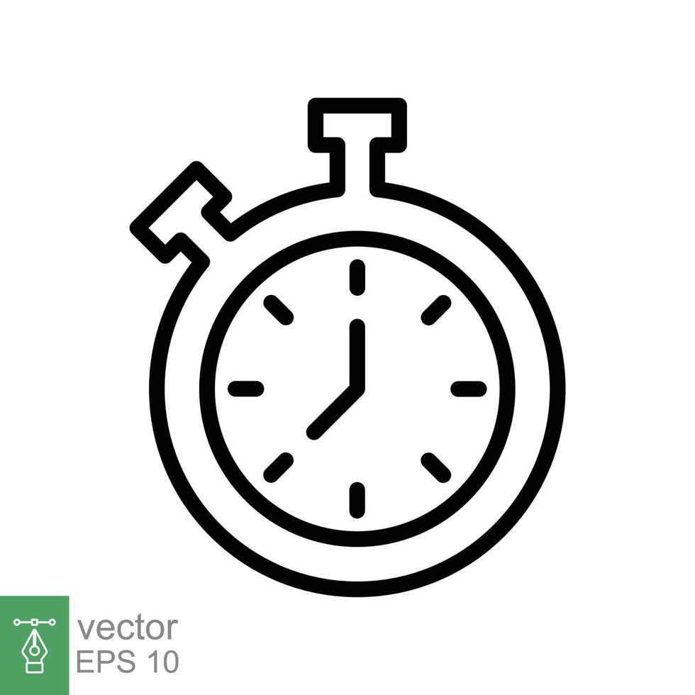 icono de cronómetro. estilo de esquema simple. símbolo del temporizador, reloj, cuenta regresiva, concepto de tiempo de velocidad. ilustración de vector de línea aislada sobre fondo blanco. eps 10.