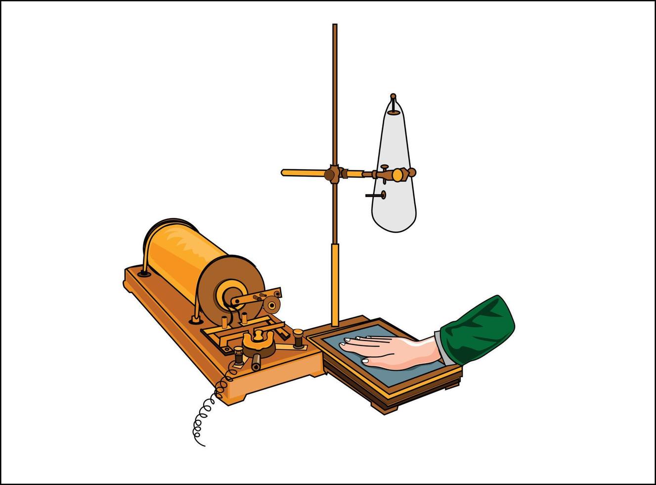 wilhelm roentgen máquina de rayos x ilustración vectorial vector