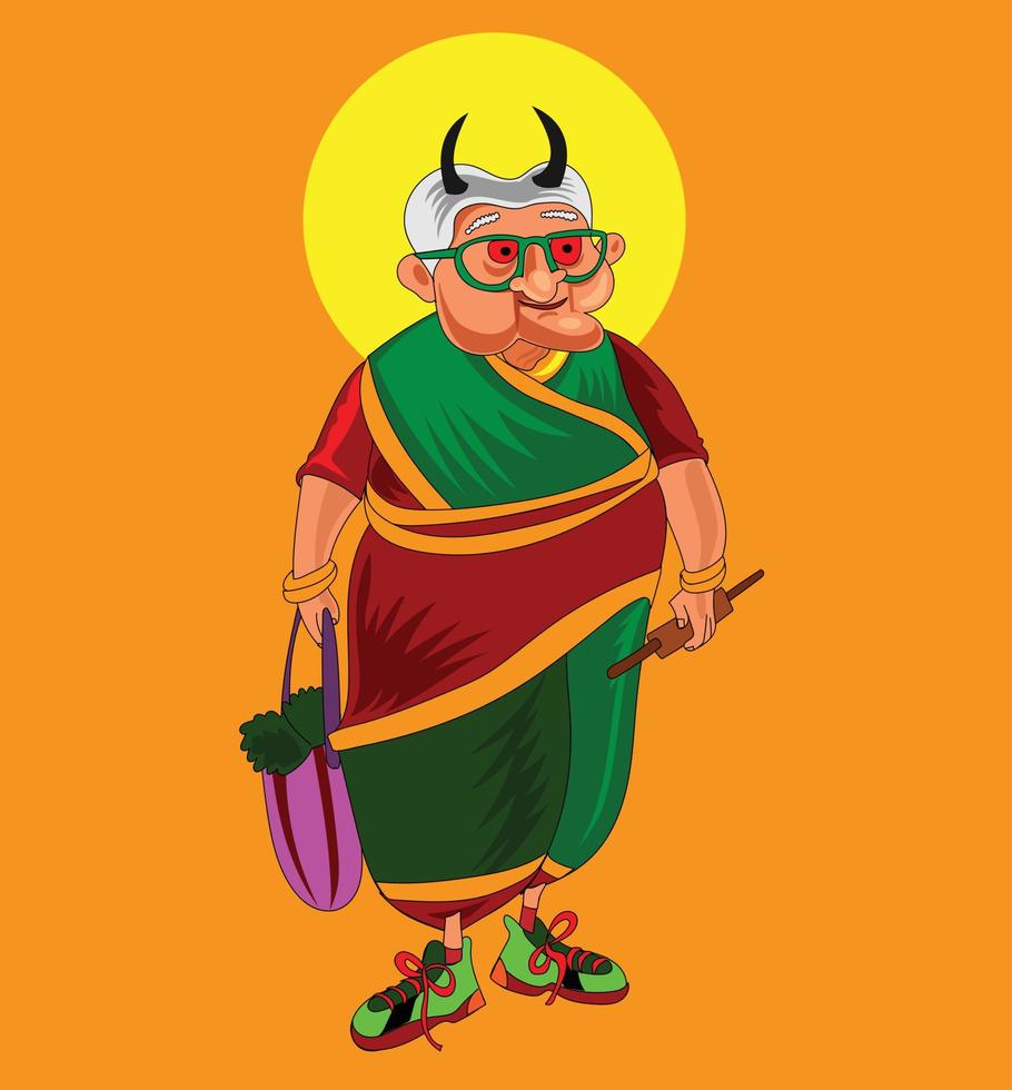 grandmother vector illustration poster funny  cartoon