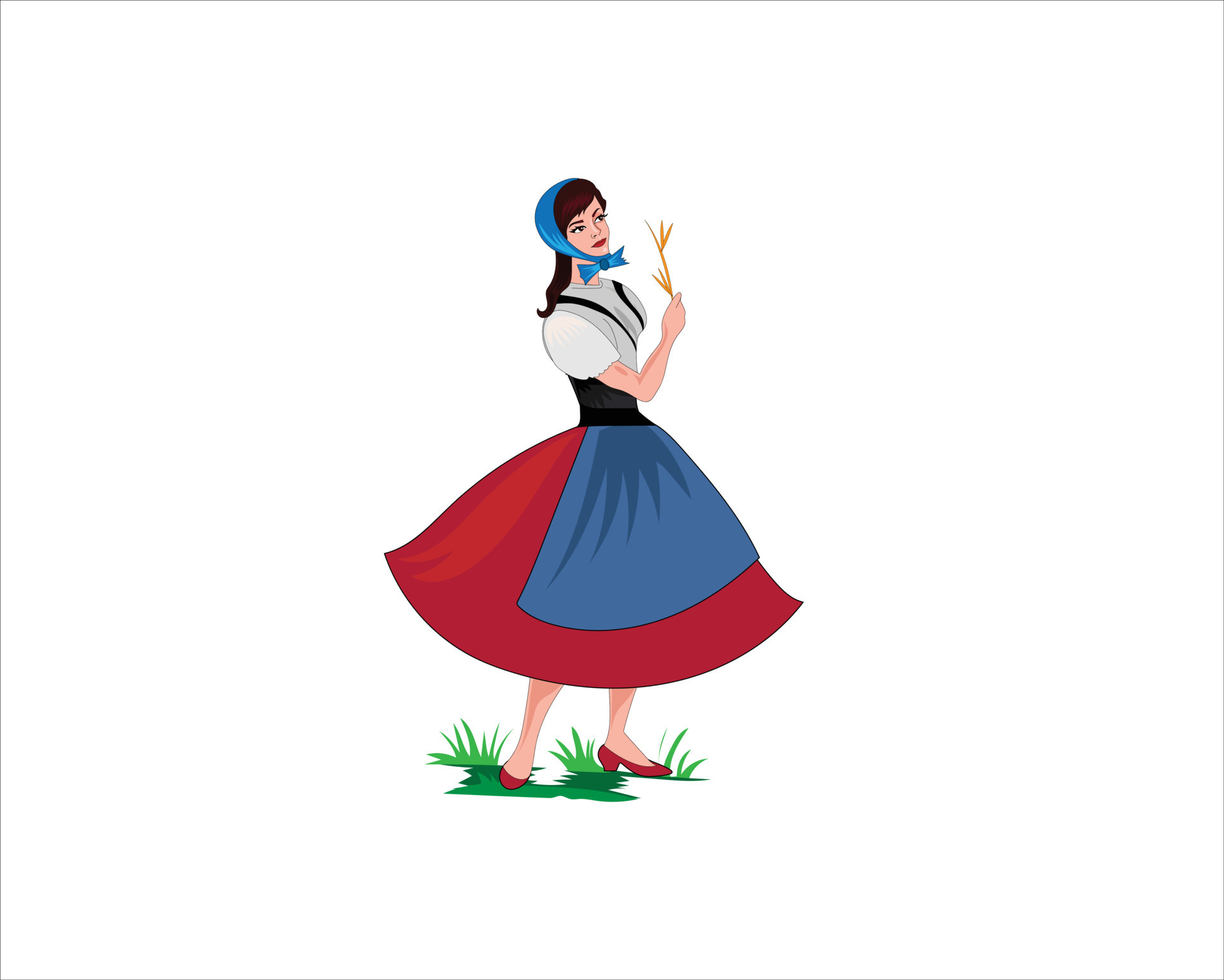 Beautiful girl Another franc comtoise in the background 17614562 Vector